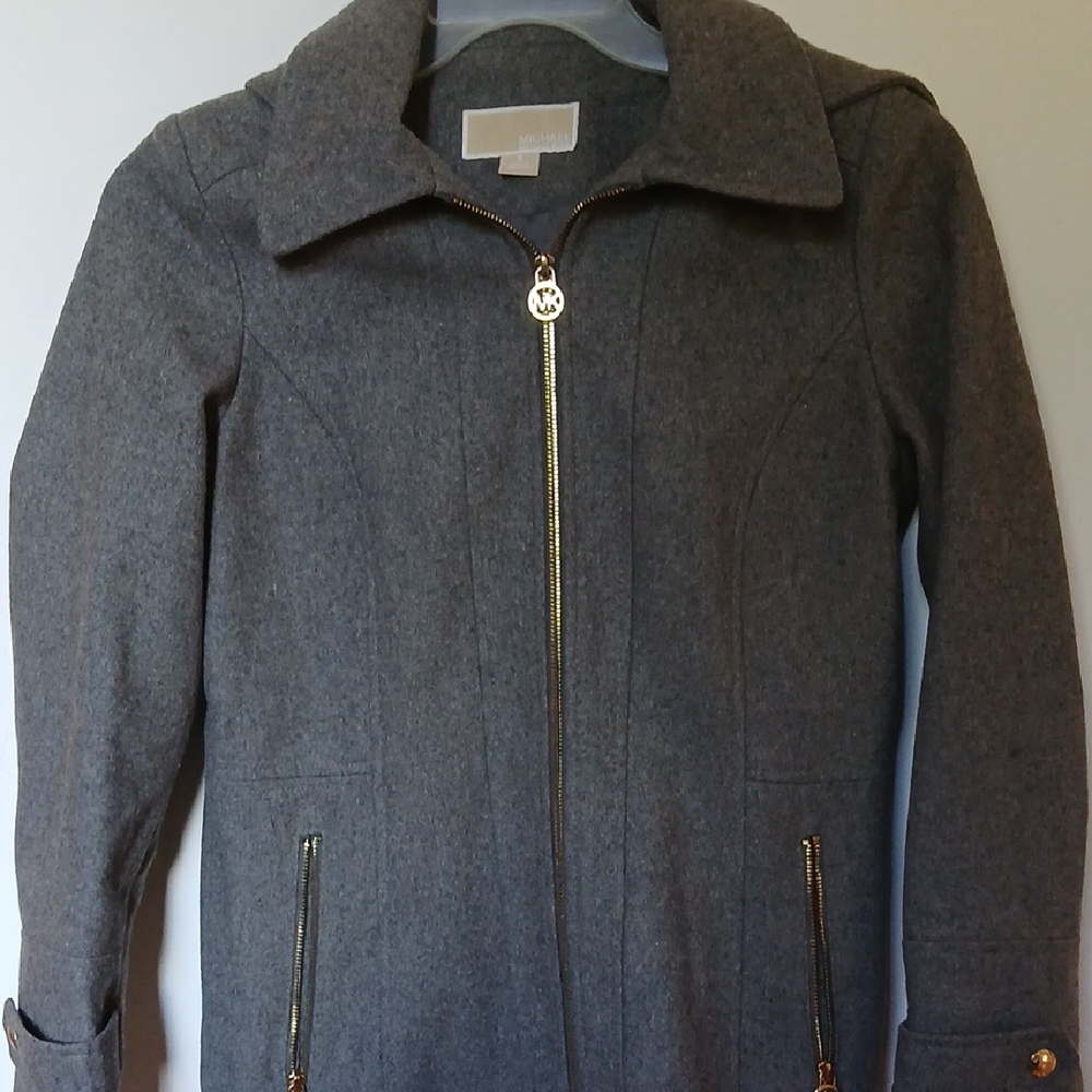 Gray Women's Jacket with Gold Accents